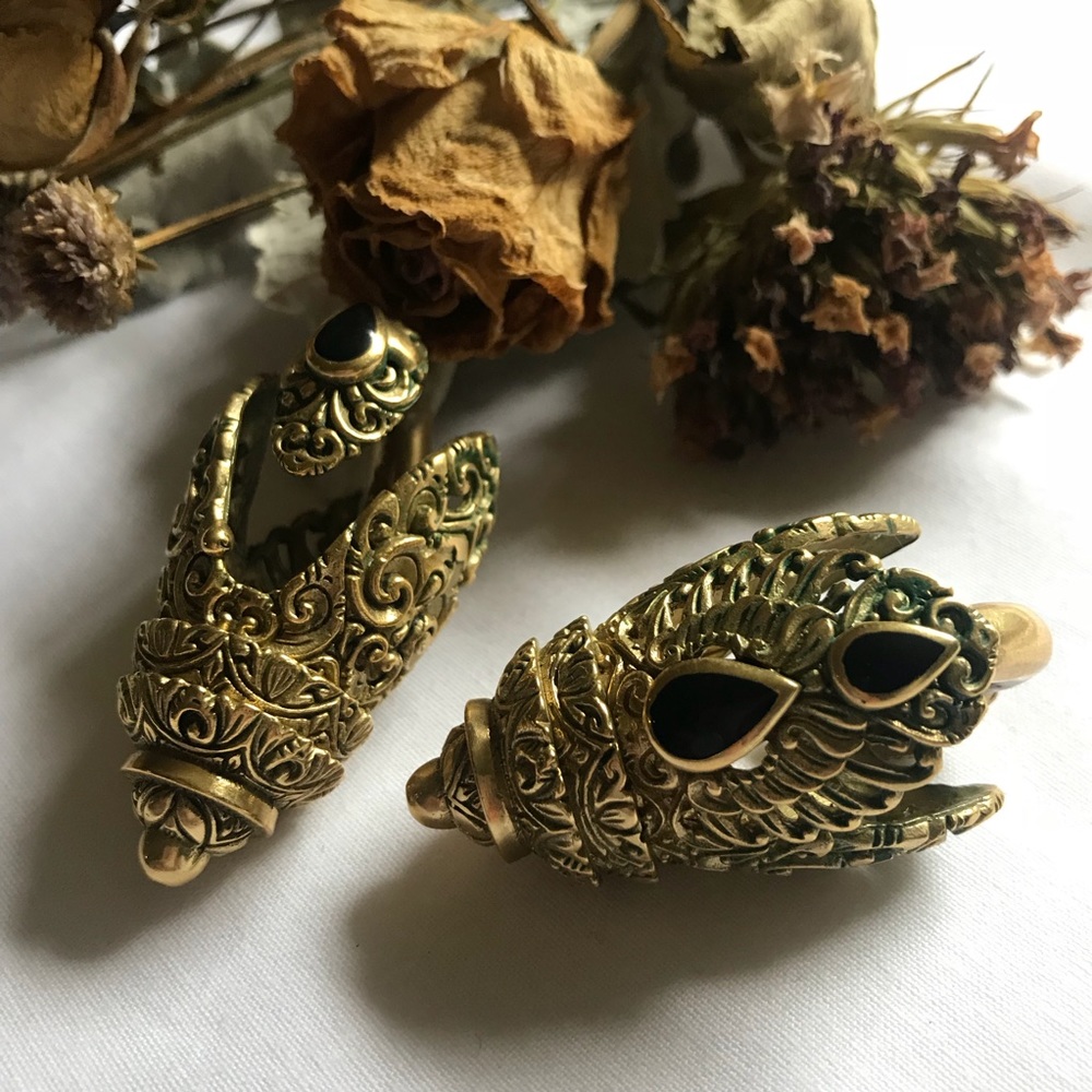 Asura Brass Khmer Ear Weights w/ Black Onyx Inlays